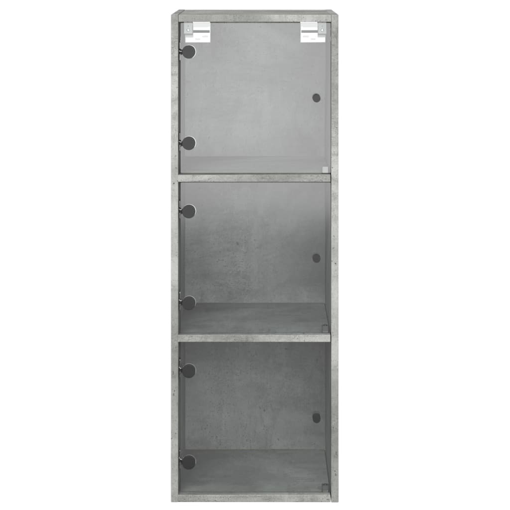 Dulap de perete cu usi din sticla, gri beton, 35x37x100 cm — imaginea 7