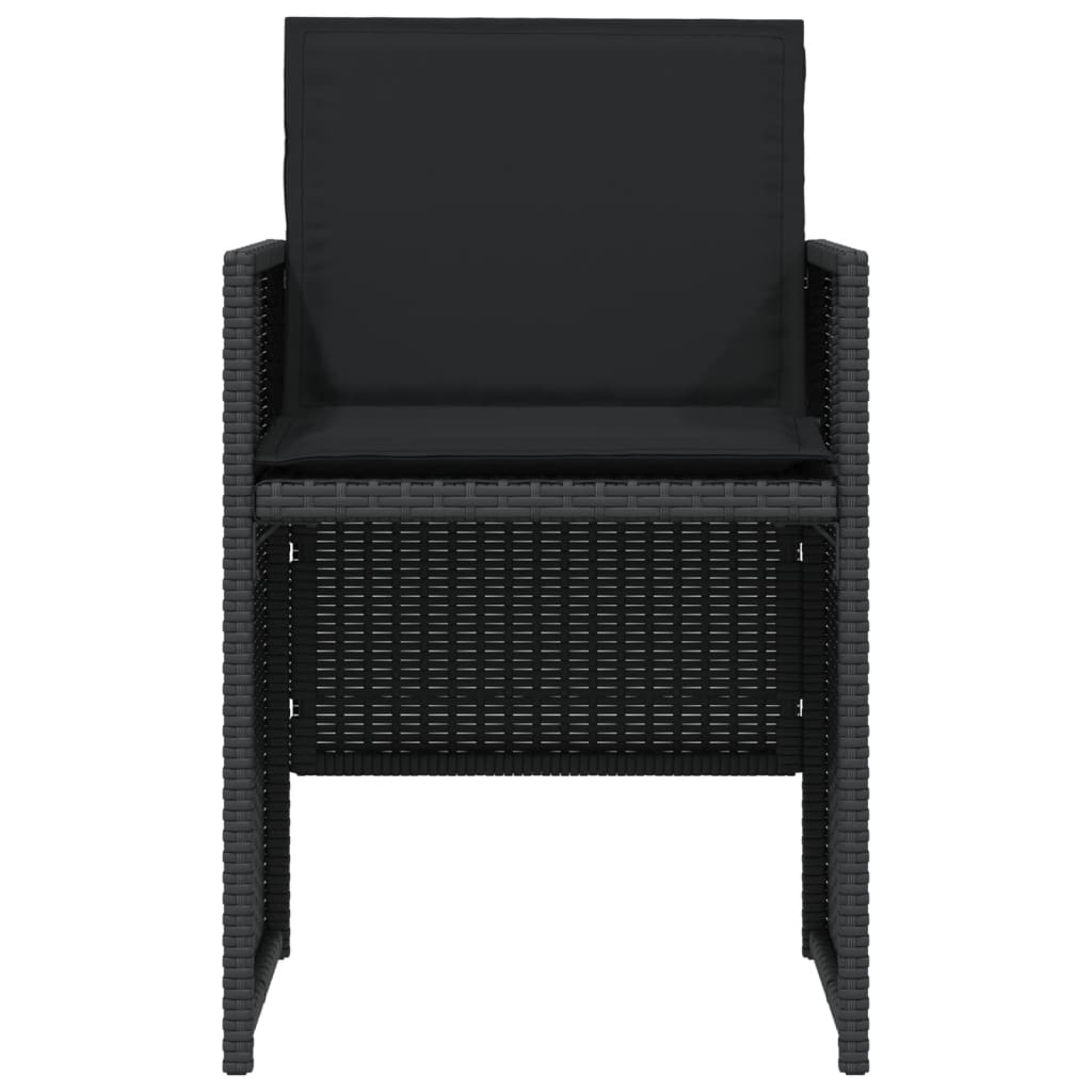 Set bistro cu perne, 3 piese, negru, poliratan — imaginea 5