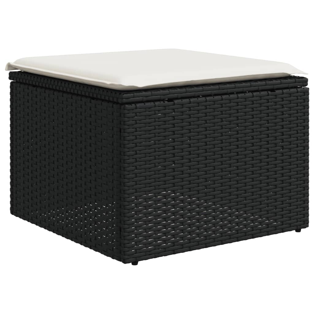 Set mobilier de gradina cu perne, 13 piese, negru, poliratan — imaginea 6