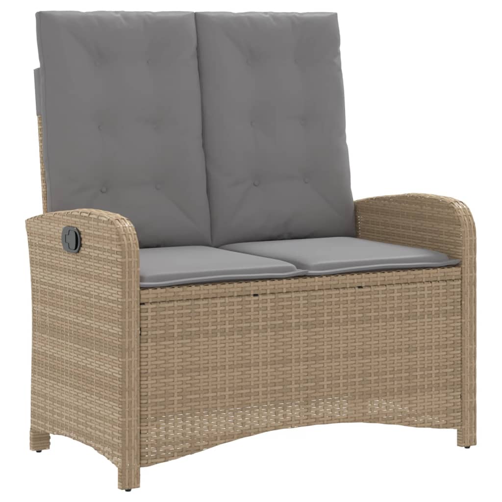 Set mobilier de gradina, 2 piese, cu perne, bej, poliratan — imaginea 4