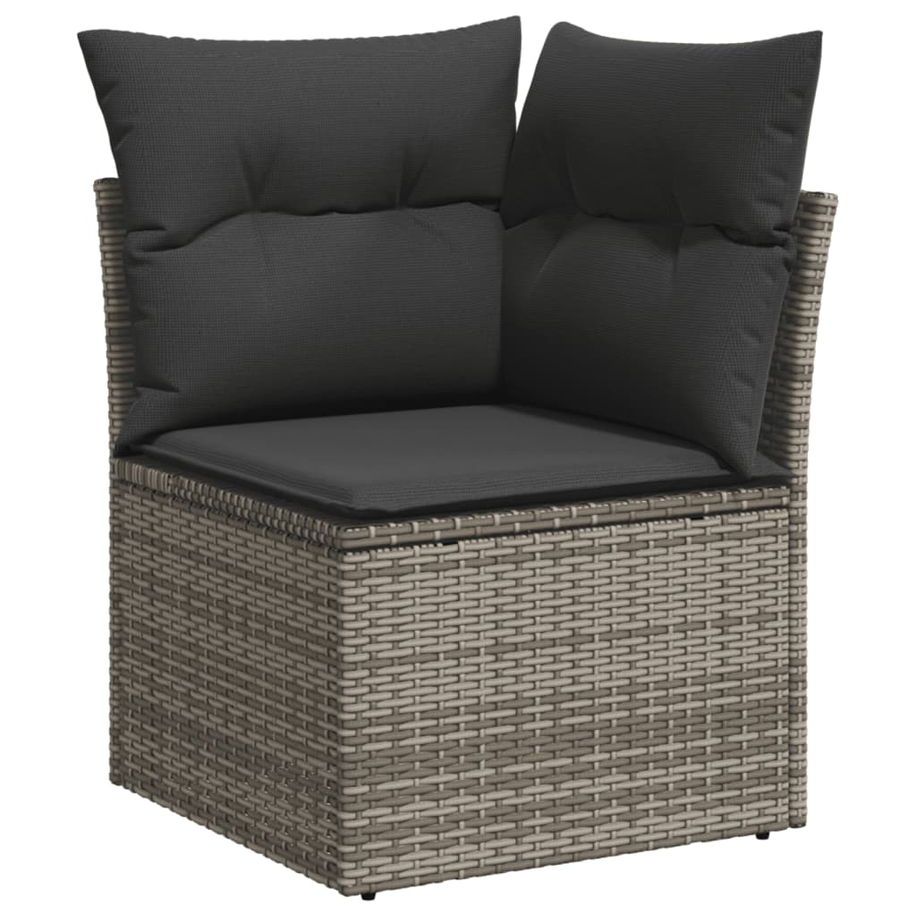 Set mobilier de gradina cu perne, 10 piese, gri, poliratan — imaginea 4