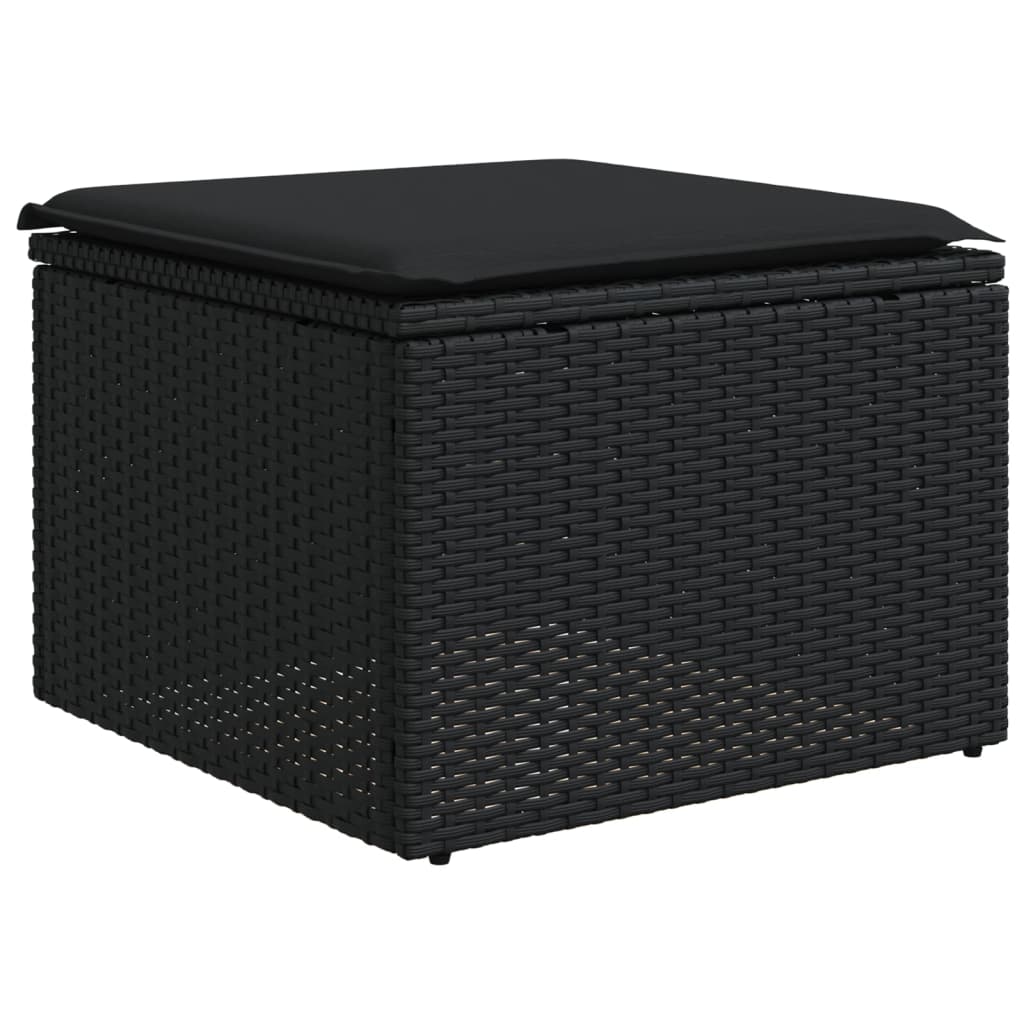 Set canapele de gradina cu perne, 10 piese, negru, poliratan — imaginea 5
