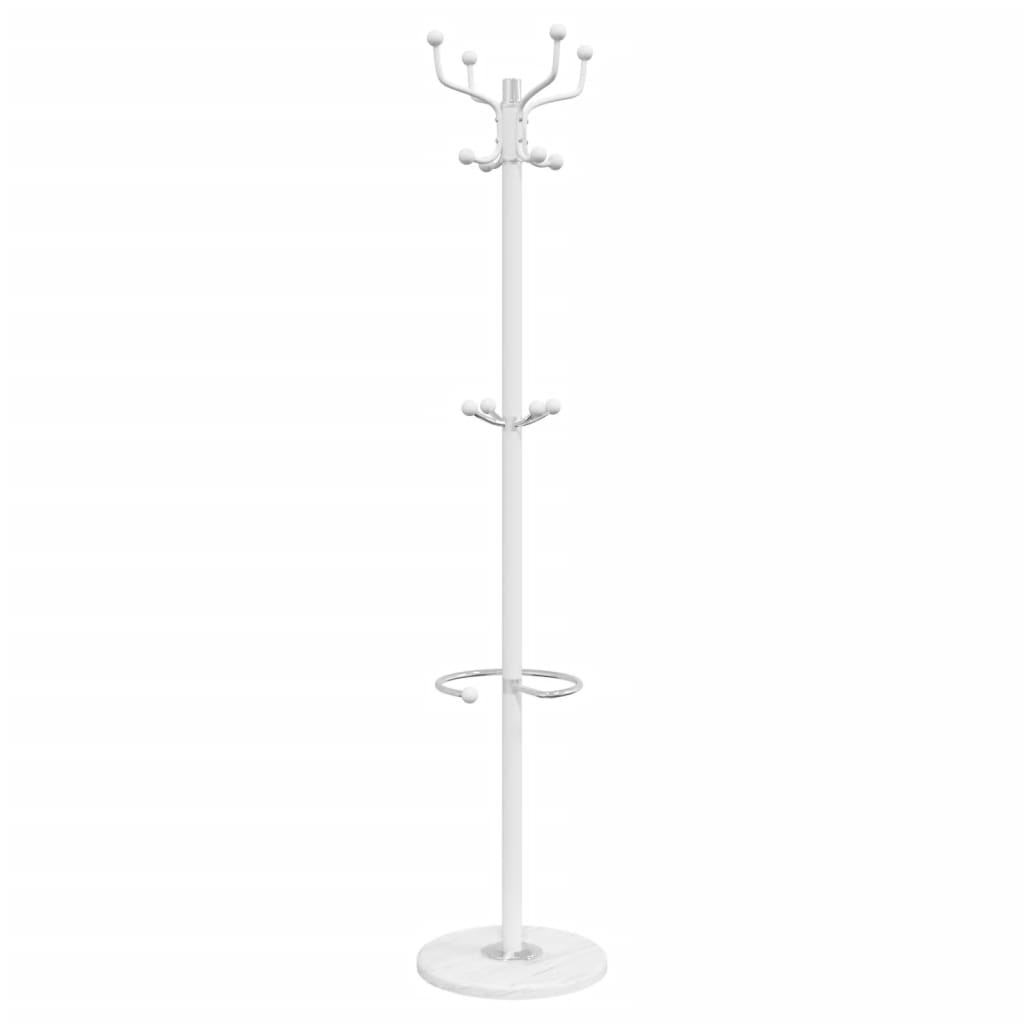 Cuier cu suport umbrela, alb, 180 cm, fier vopsit electrostatic