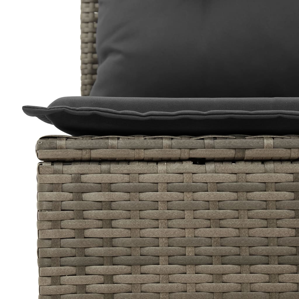 Set mobilier de gradina cu perne, 10 piese, gri, poliratan — imaginea 10