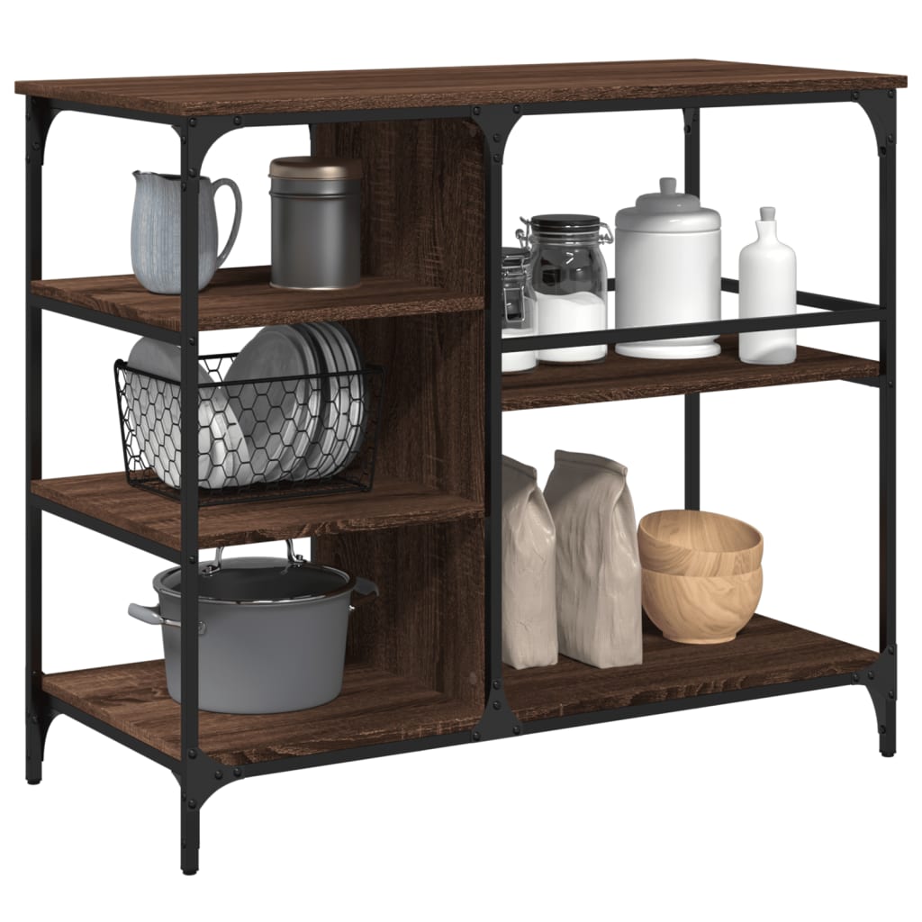 Carucior de bucatarie, stejar maro 100x45x89,5cm lemn prelucrat — imaginea 5