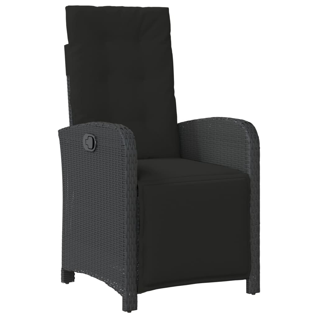 Set mobilier de gradina cu perne, 4 piese, negru, poliratan — imaginea 7