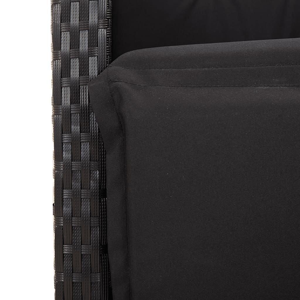 Set mobilier de gradina cu perne, 4 piese, negru, poliratan — imaginea 8