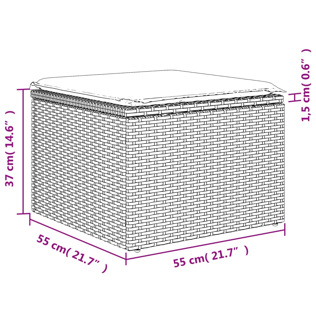 Set canapele de gradina cu perne, 6 piese, bej, poliratan — imaginea 11