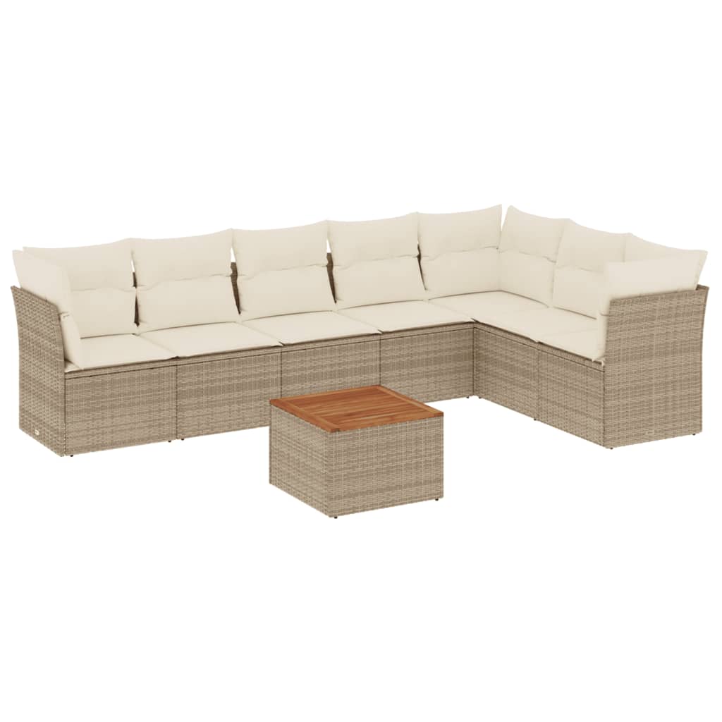 Set canapele de gradina, 8 piese, cu perne, bej, poliratan