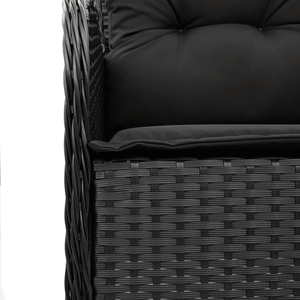 Set mobilier de gradina cu perne, 5 piese, negru, poliratan — imaginea 5
