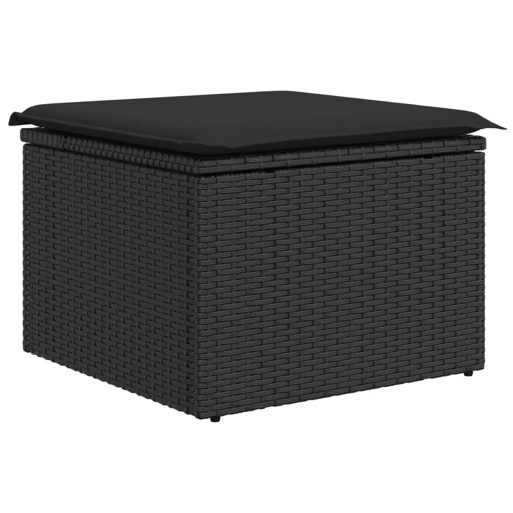 Set canapele de gradina cu perne, 10 piese, negru, poliratan — imaginea 4