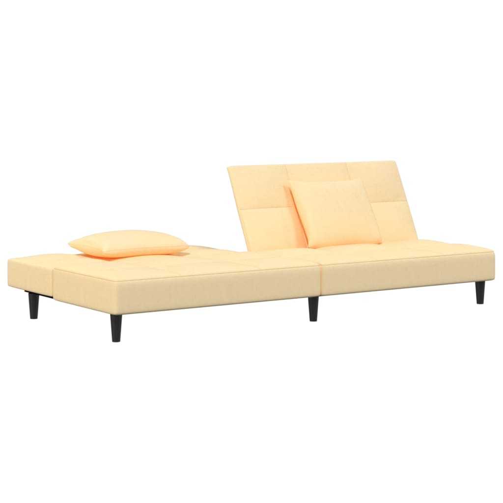 Canapea extensibila cu 2 locuri, 2 perne, crem, catifea — imaginea 4