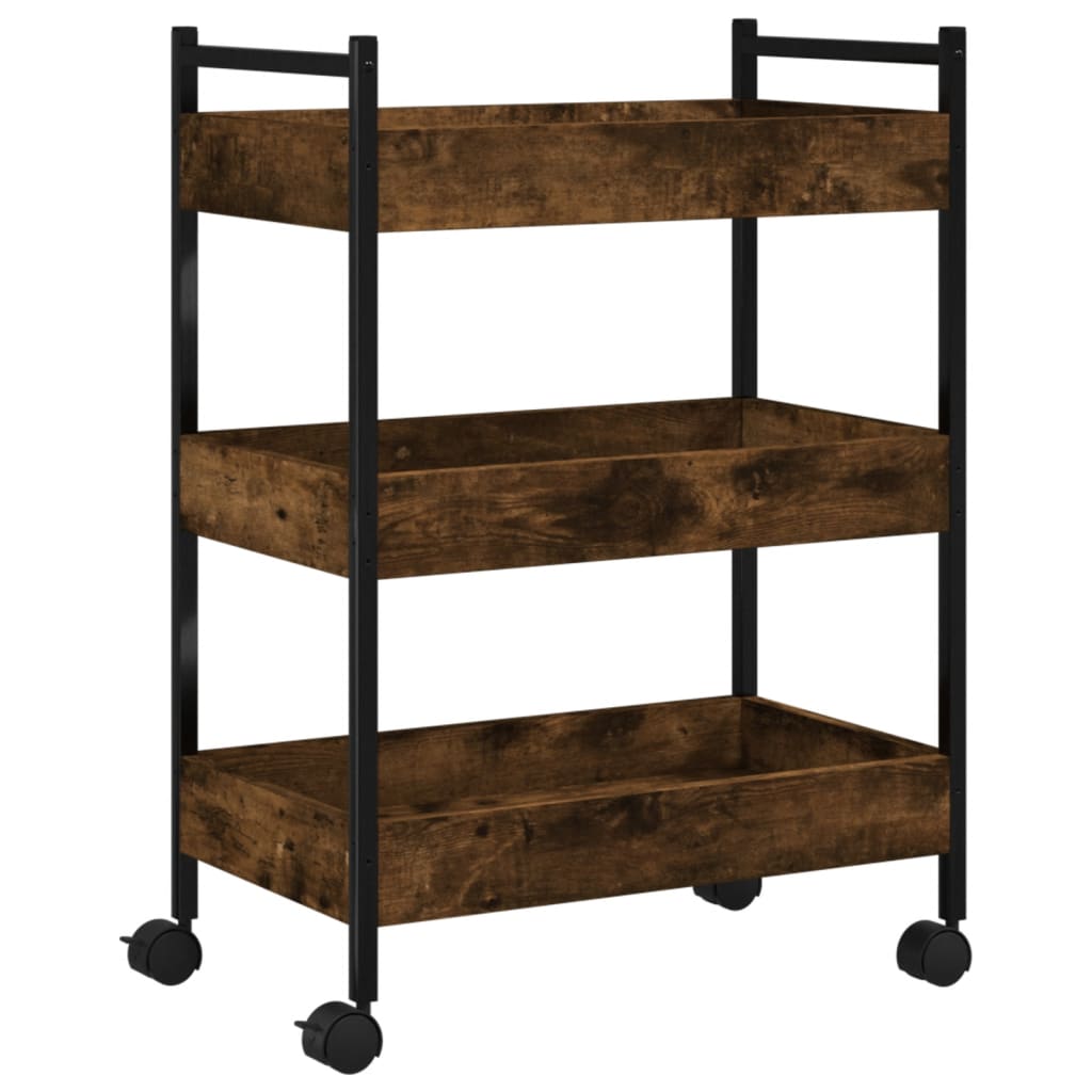 Carucior de bucatarie stejar fumuriu 50x30x70 cm lemn prelucrat