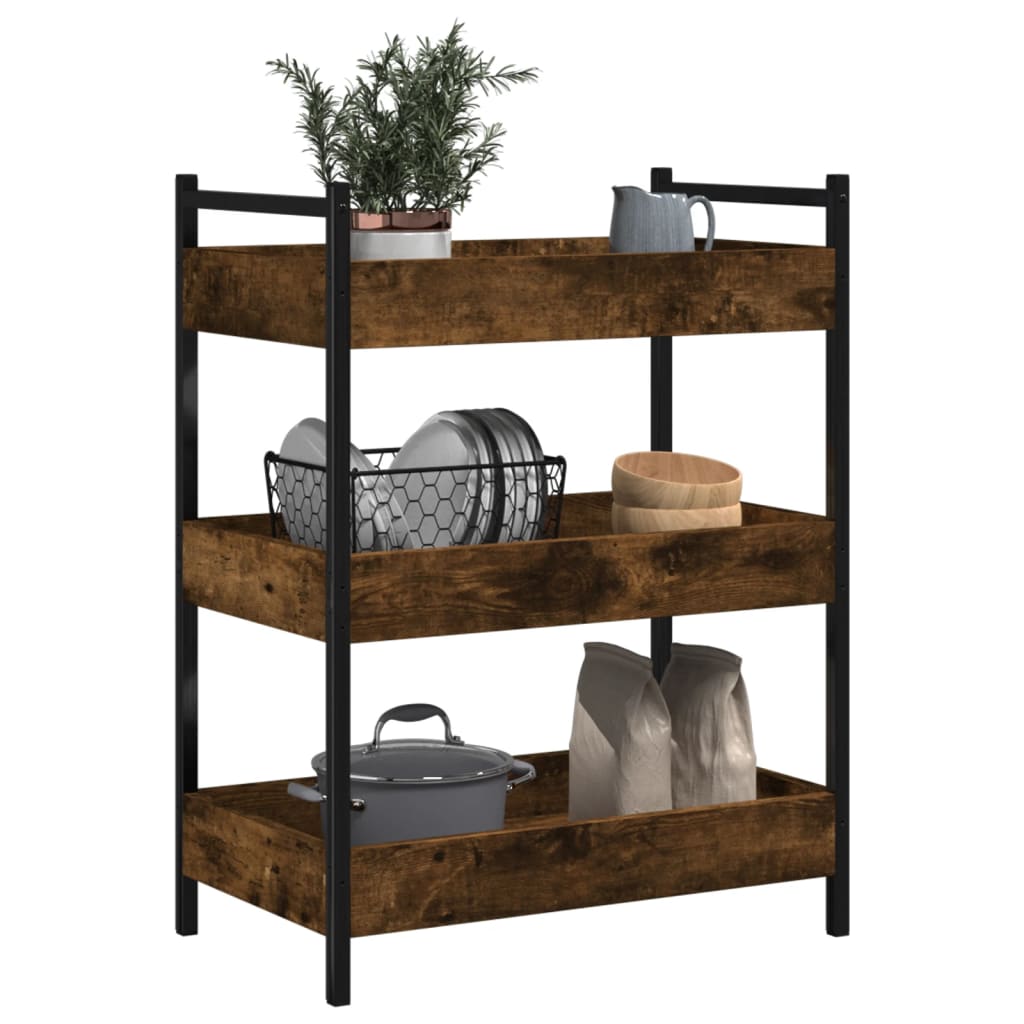 Carucior de bucatarie stejar fumuriu 50x30x70 cm lemn prelucrat — imaginea 5