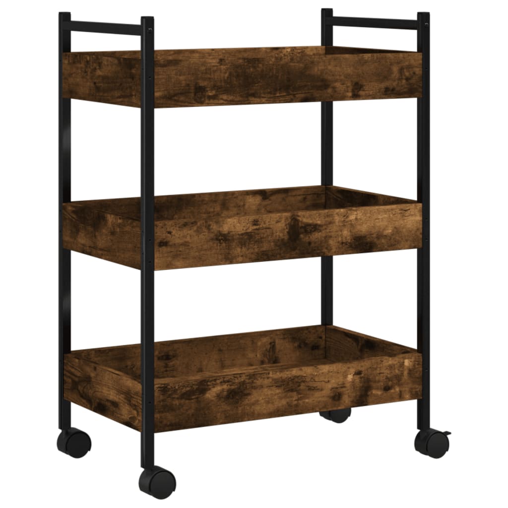 Carucior de bucatarie stejar fumuriu 50x30x70 cm lemn prelucrat — imaginea 10