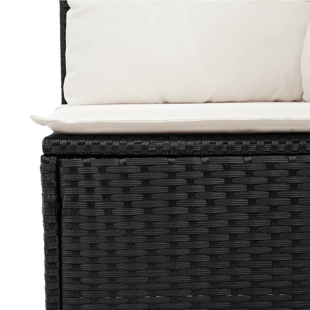 Set mobilier de gradina cu perne, 4 piese, negru, poliratan — imaginea 6