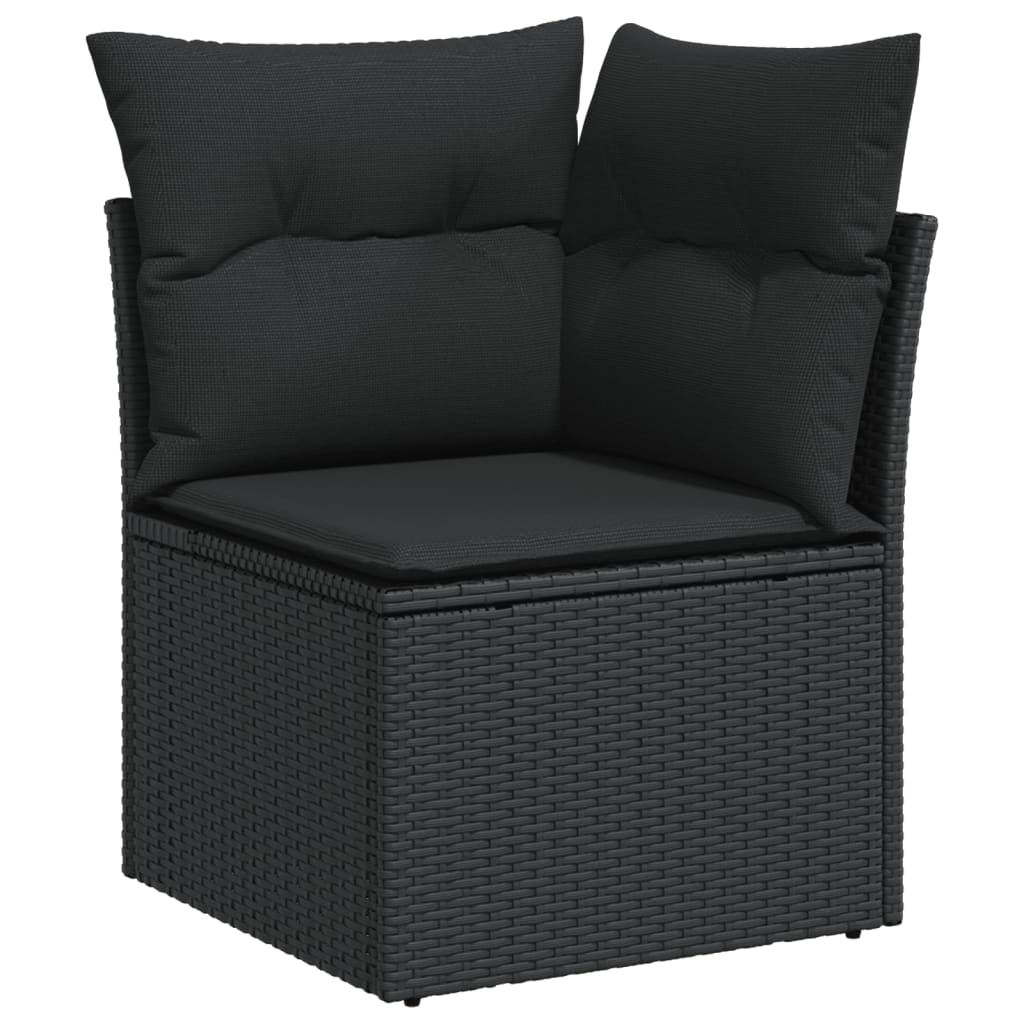 Set mobilier de gradina cu perne, 13 piese, negru, poliratan — imaginea 6