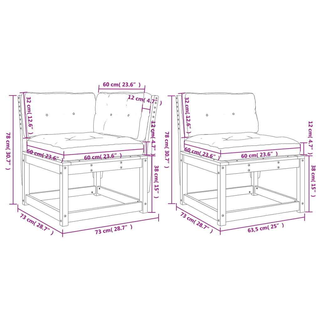 Set canapele de gradina cu perne 6 piese alb lemn masiv de pin — imaginea 9