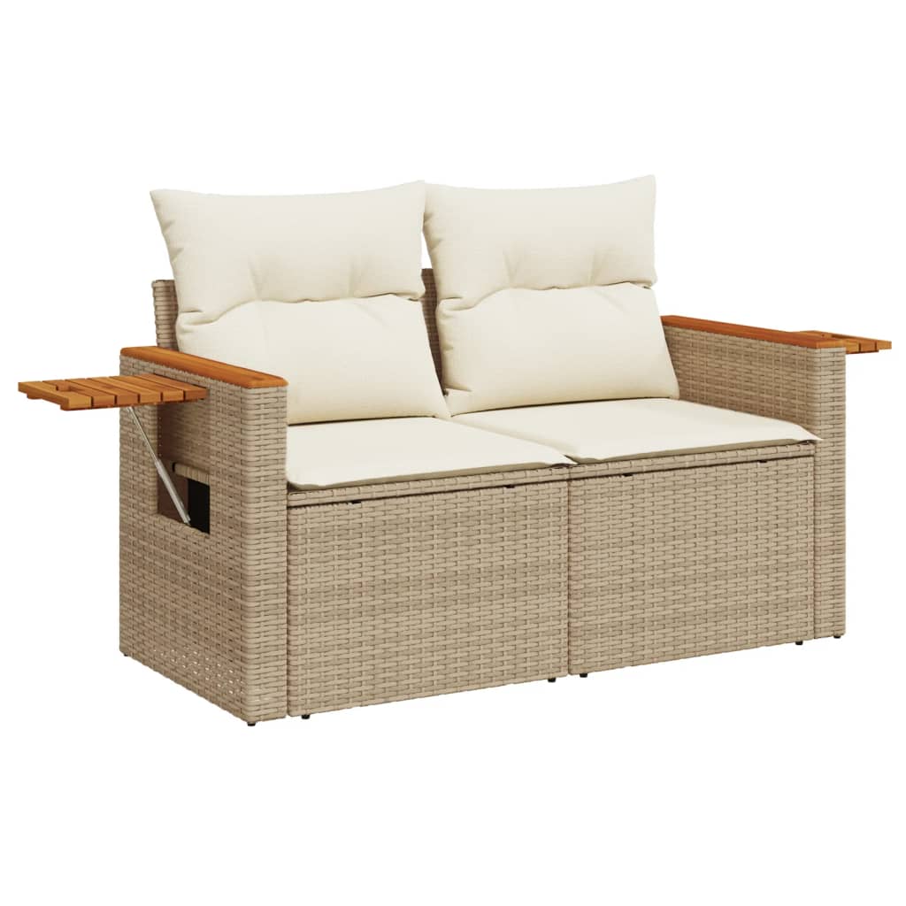 Set canapele de gradina cu perne, 5 piese, bej, poliratan — imaginea 4