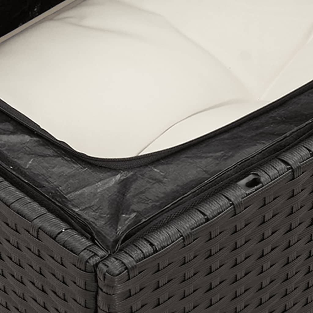 Set mobilier de gradina cu perne, 14 piese, negru, poliratan — imaginea 6