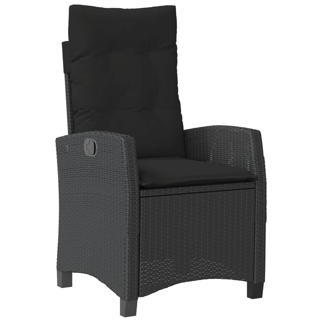 Set mobilier de gradina cu perne, 4 piese, negru, poliratan — imaginea 4