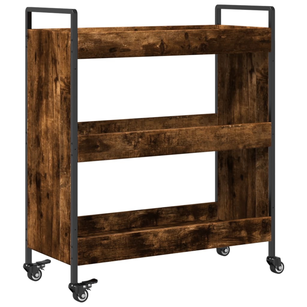 Carucior de bucatarie stejar fumuriu 70x30x82 cm lemn prelucrat — imaginea 9