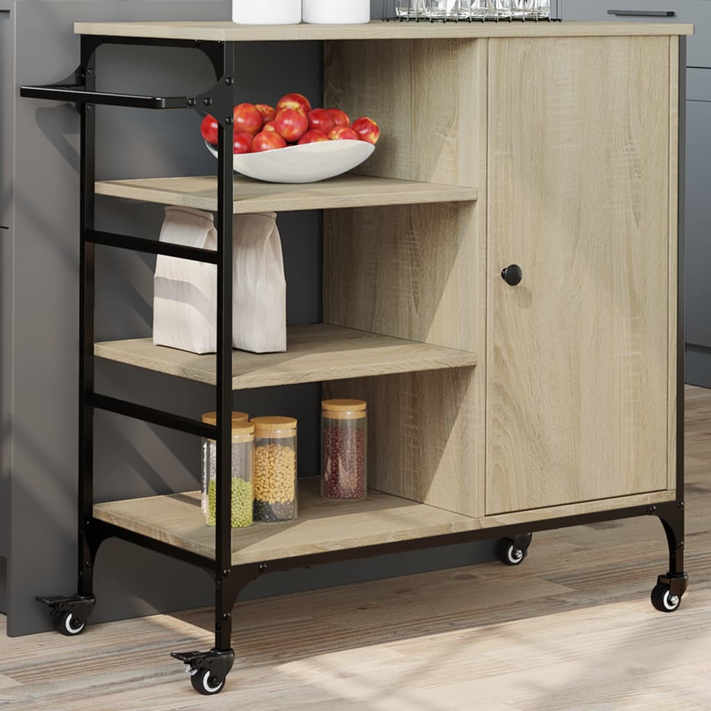 Carucior de bucatarie, stejar sonoma, 87,5x38,5x84,5 cm, lemn — imaginea 2