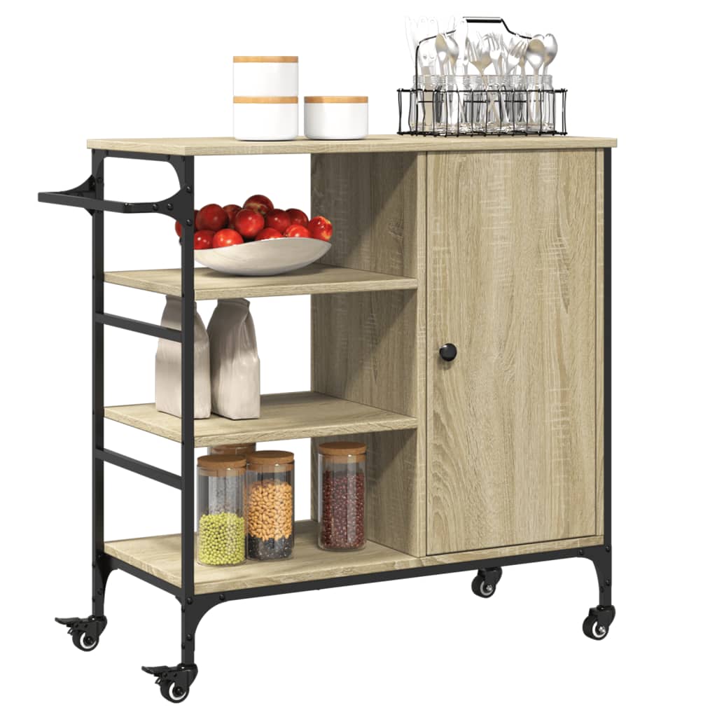 Carucior de bucatarie, stejar sonoma, 87,5x38,5x84,5 cm, lemn — imaginea 5