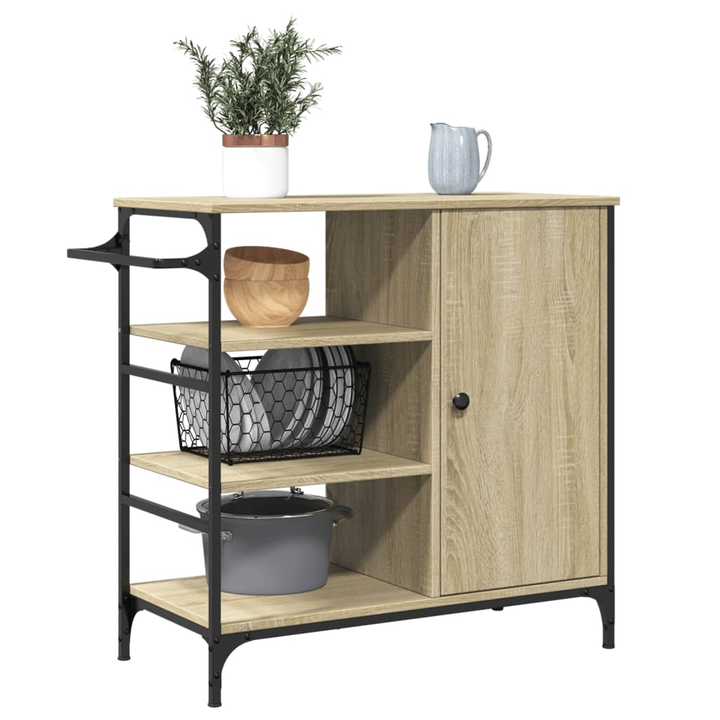 Carucior de bucatarie, stejar sonoma, 87,5x38,5x84,5 cm, lemn — imaginea 6