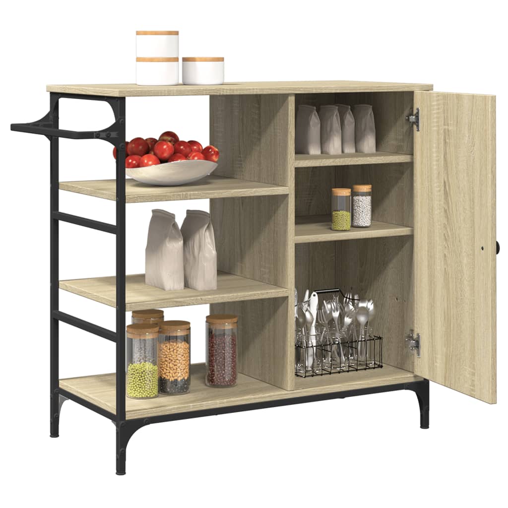 Carucior de bucatarie, stejar sonoma, 87,5x38,5x84,5 cm, lemn — imaginea 7