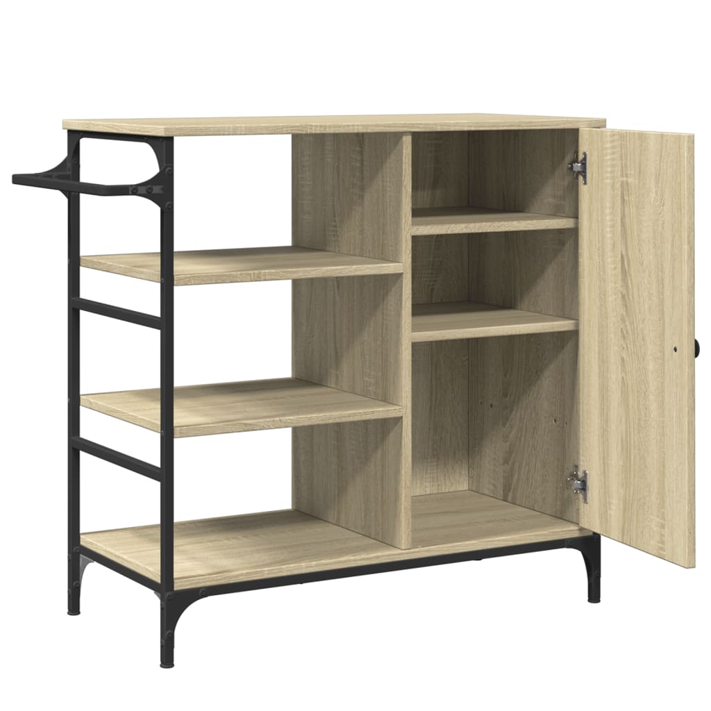 Carucior de bucatarie, stejar sonoma, 87,5x38,5x84,5 cm, lemn — imaginea 9
