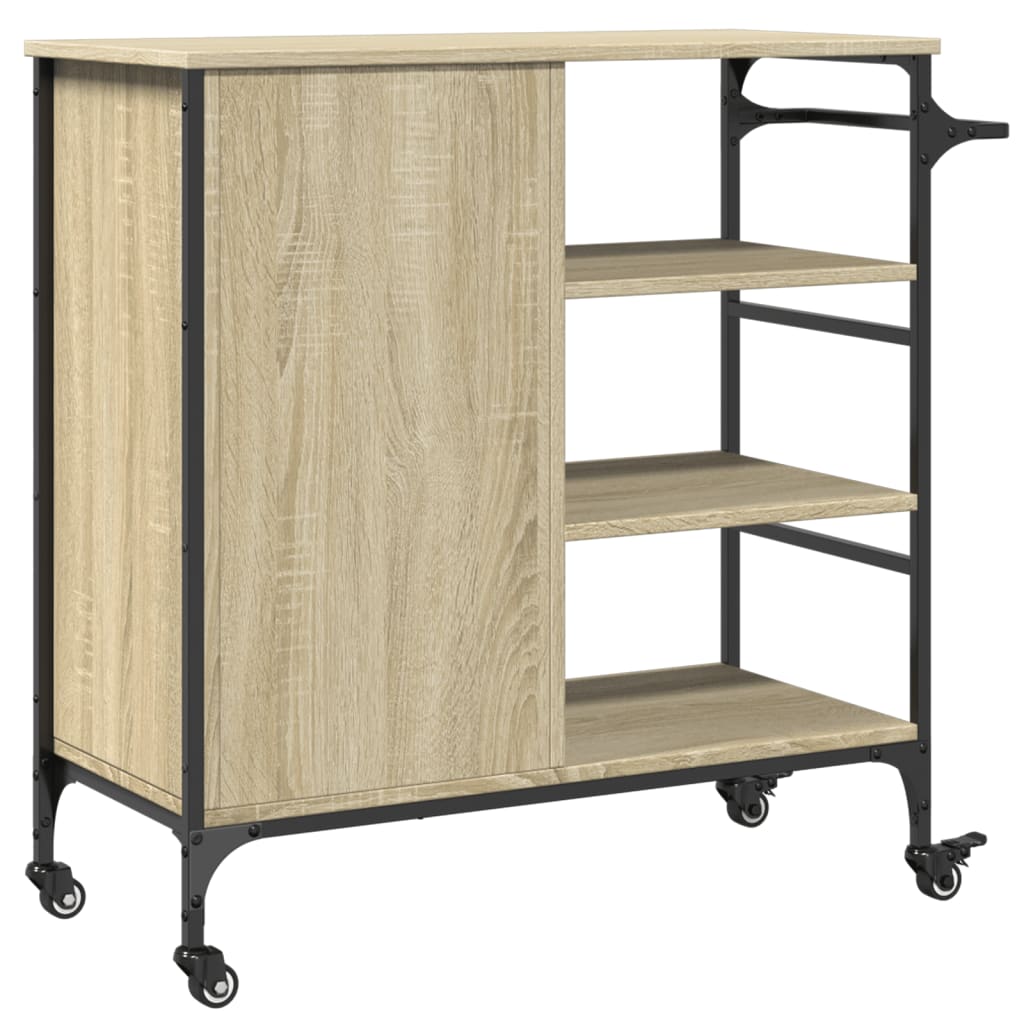 Carucior de bucatarie, stejar sonoma, 87,5x38,5x84,5 cm, lemn — imaginea 11