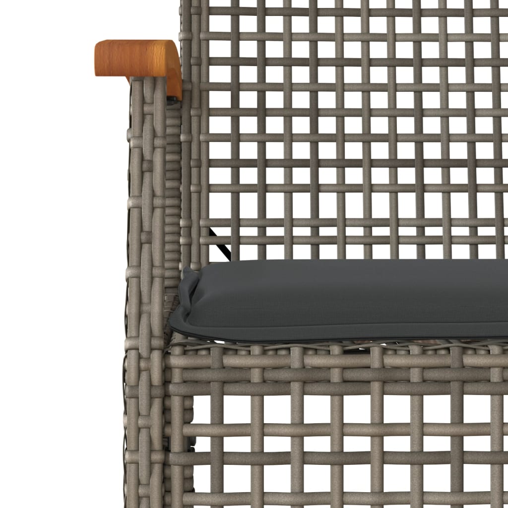 Set mobilier de gradina cu perne, 5 piese, gri, poliratan — imaginea 5