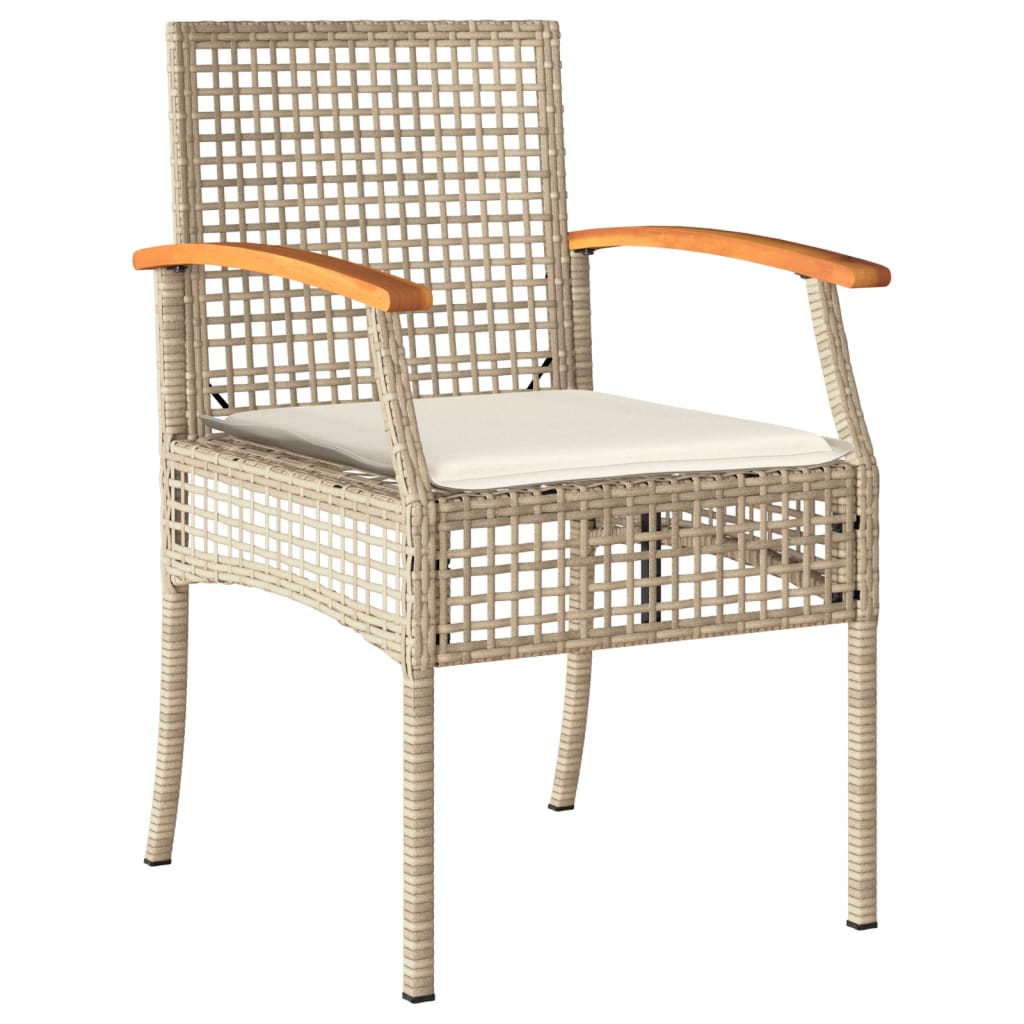 Set mobilier de gradina cu perne, 5 piese, bej, poliratan — imaginea 4