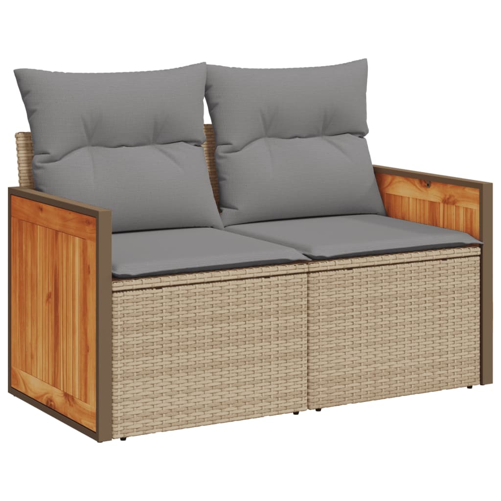 Set canapele de gradina, 13 piese, cu perne, bej, poliratan — imaginea 3
