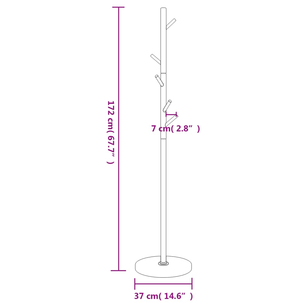 Cuier de haine, negru, 172 cm, fier vopsit electrostatic — imaginea 8
