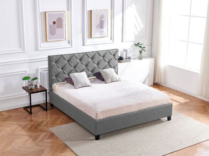 Pat Hypnotic, 180 x 200 cm, tapitat catifea gri, somiera inclusa