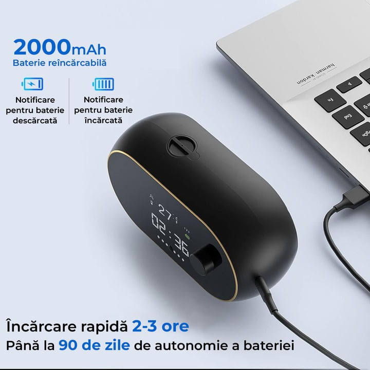 Dozator Automat Sapun, Afisaj Temperatura, Ora, Prindere Perete, Senzor Miscare, Cablu USB-C - 2 | YEO