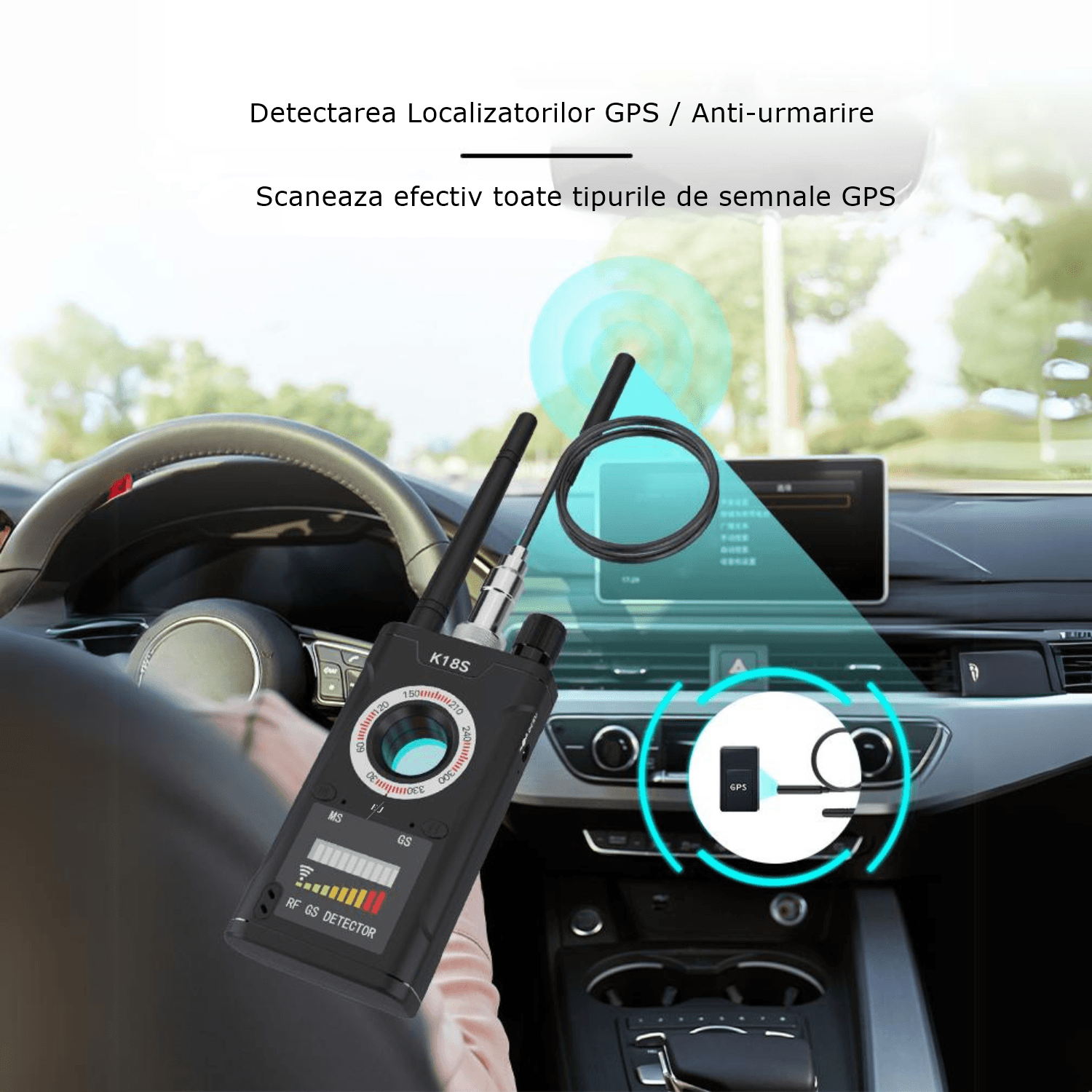 Detector dispozitive spionaj, K18S, camere ascunse, microfoane, GPS, autonomie 35 ore