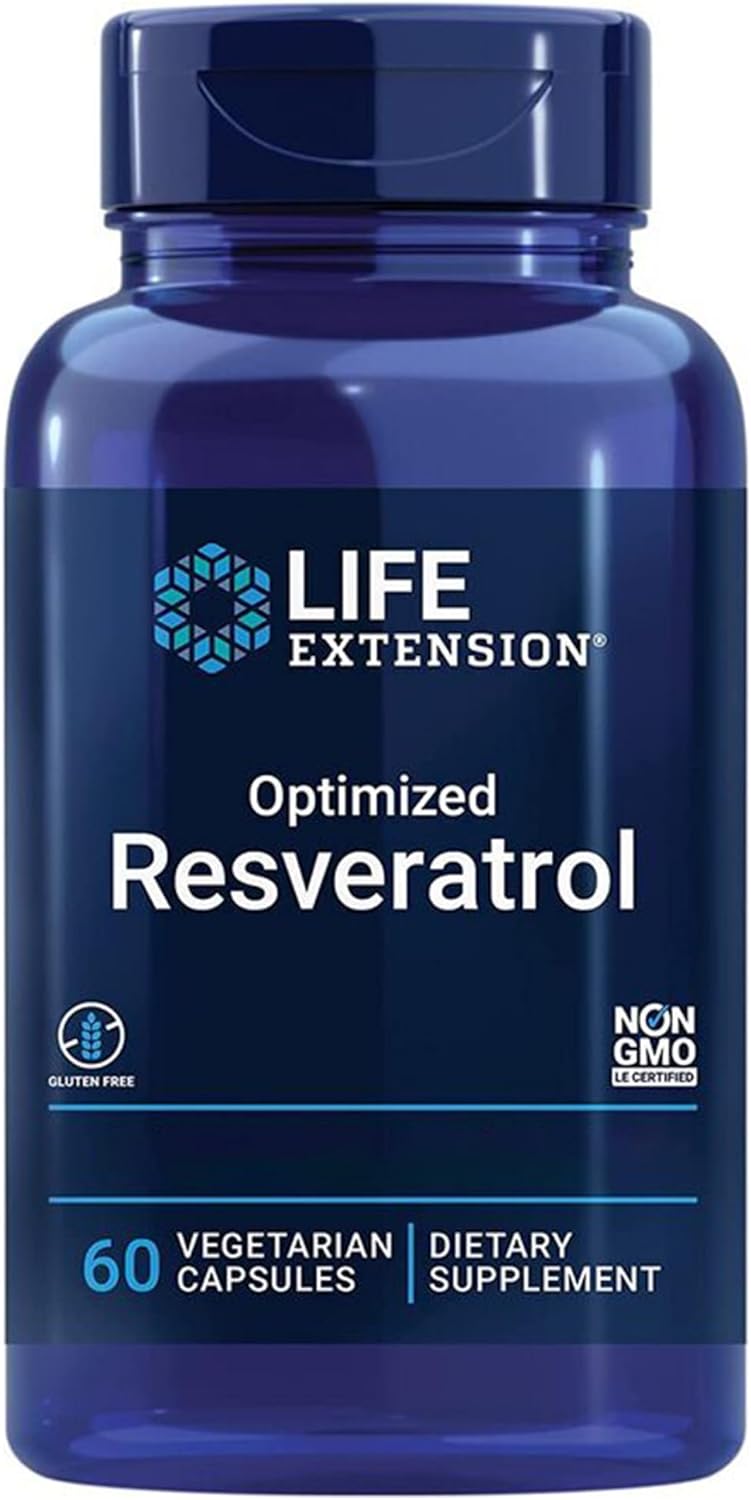 Supliment Alimentar Life Extension, Resveratrol optimizat, cu resveratrol si quercetina, 60 de tablete vegane, fara OMG
