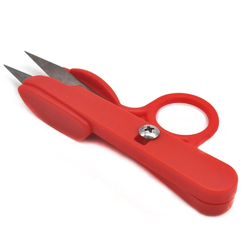 Forfecuta de finisat cu manere din plastic, lungime 10 cm - rosu