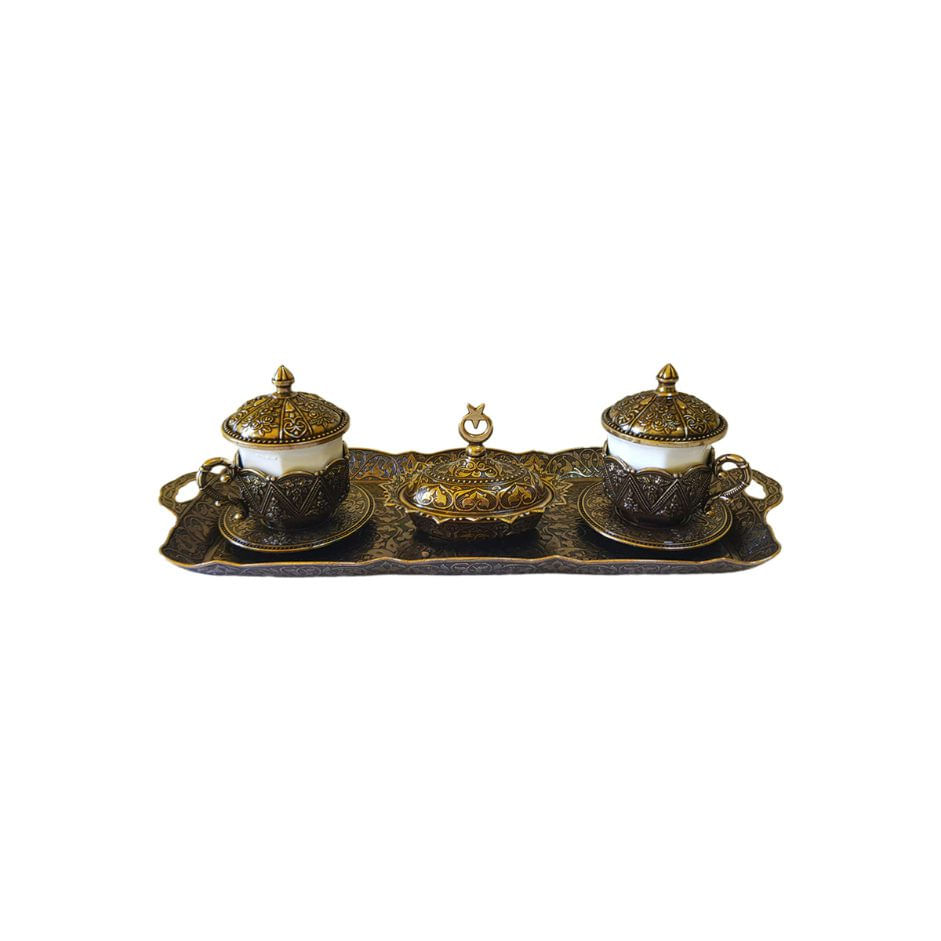 Set cafea turcesc, 9 piese, 37x15cm, zamac, Arsal - Argintiu