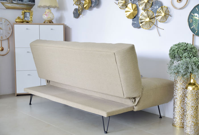 Canapea Bombay, 192 x 97 x 90 cm, rabatabila, bej — imaginea 2