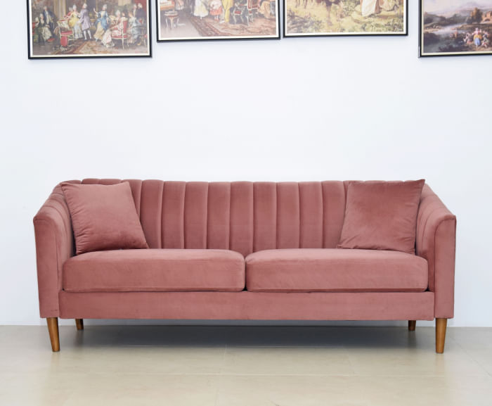 Canapea Belle, 208 x 80 x 85 cm, material catifea, roz — imaginea 2