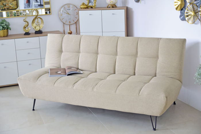 Canapea Bombay, 192 x 97 x 90 cm, rabatabila, bej — imaginea 3