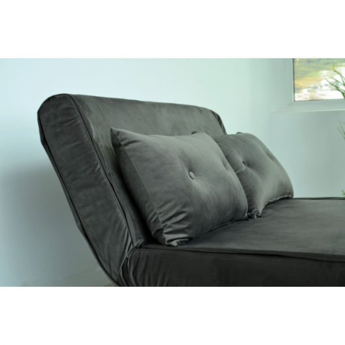 Canapea Extensibila, 123 x 77 x 190 cm, catifea, gri inchis — imaginea 4