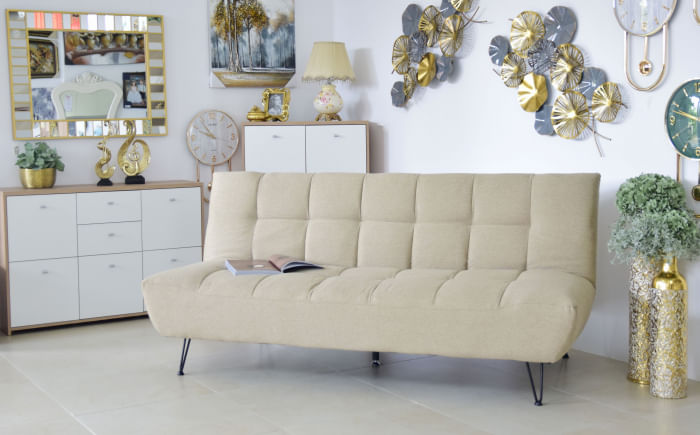 Canapea Bombay, 192 x 97 x 90 cm, rabatabila, bej — imaginea 4