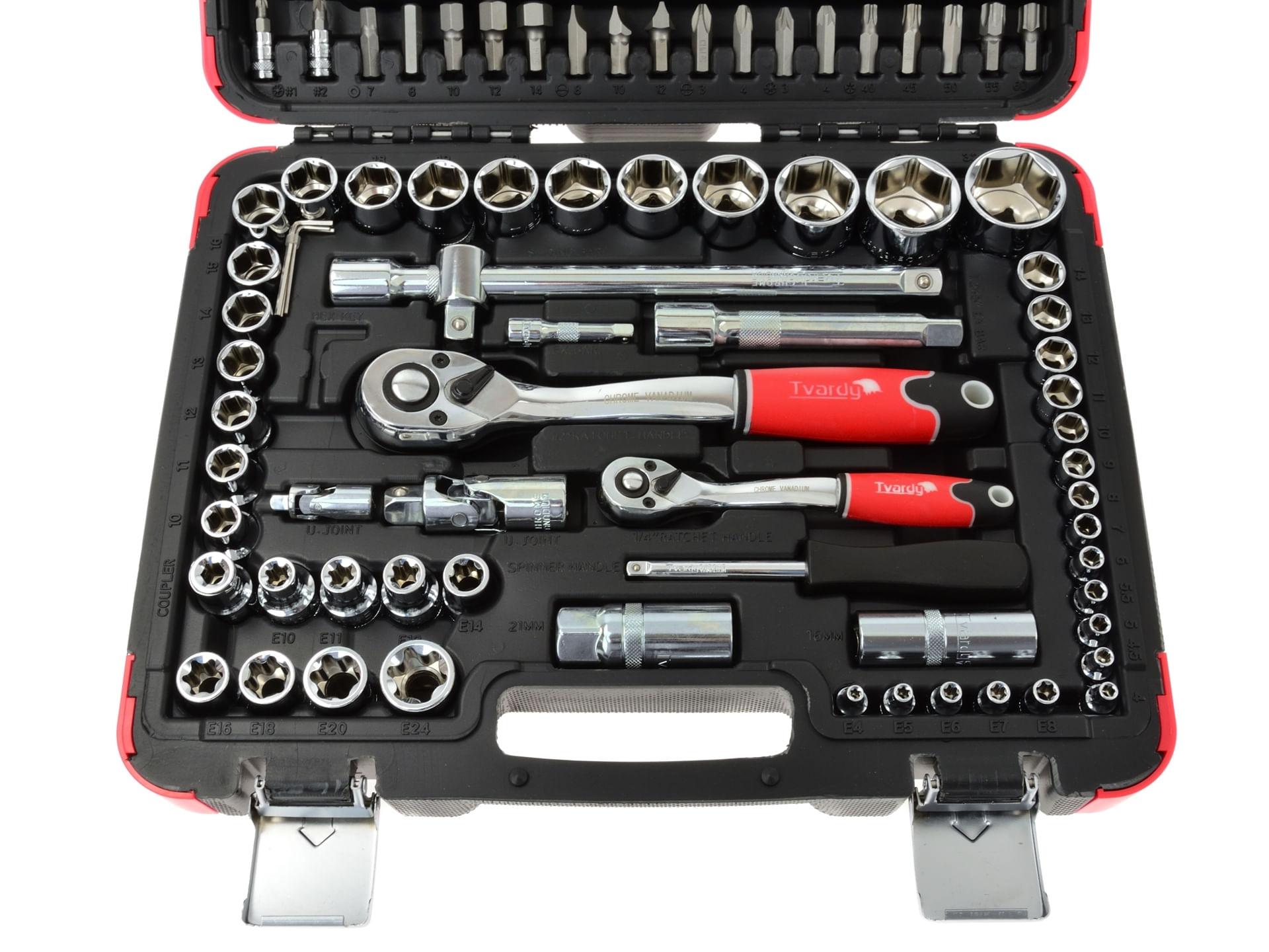 Set de chei profilate profesionale 108 piese 1/4" 1/2 ", Tvardy T00102 — imaginea 8