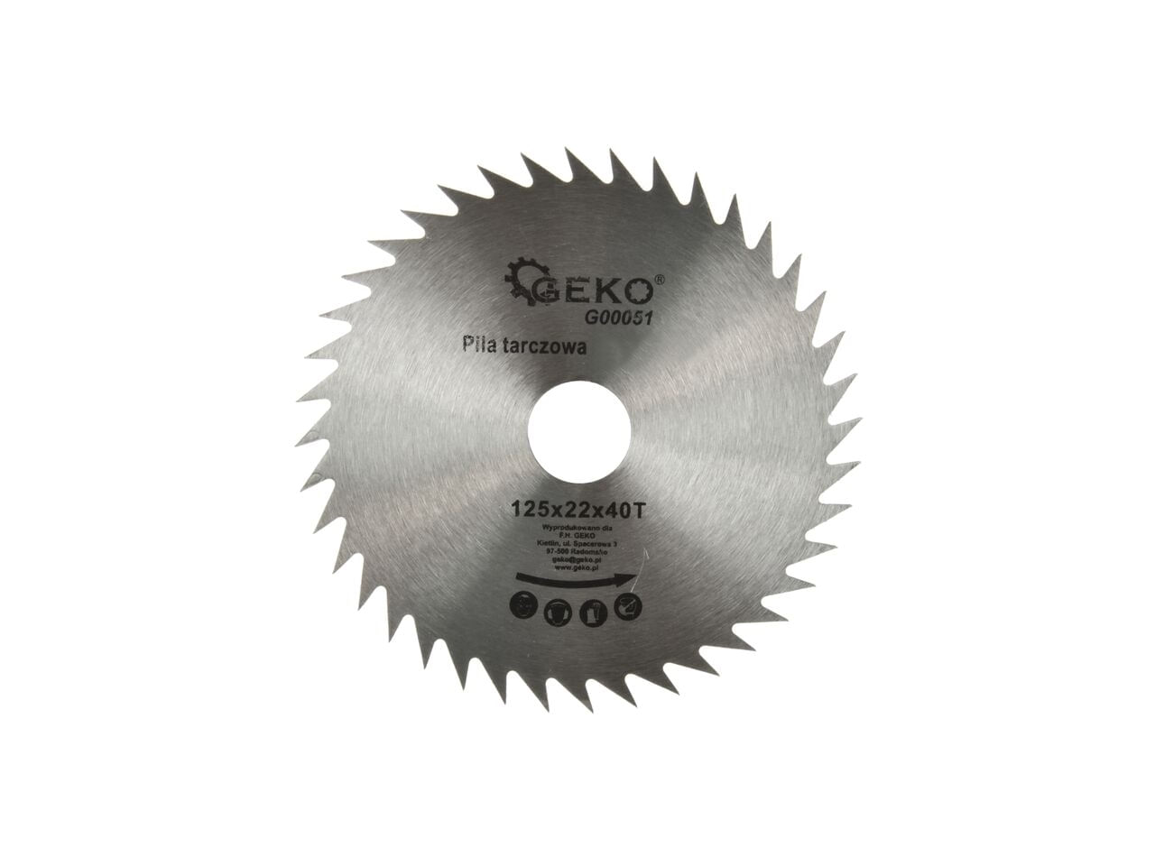 Disc circular pentru lemn 125x22x40T, Geko G00051