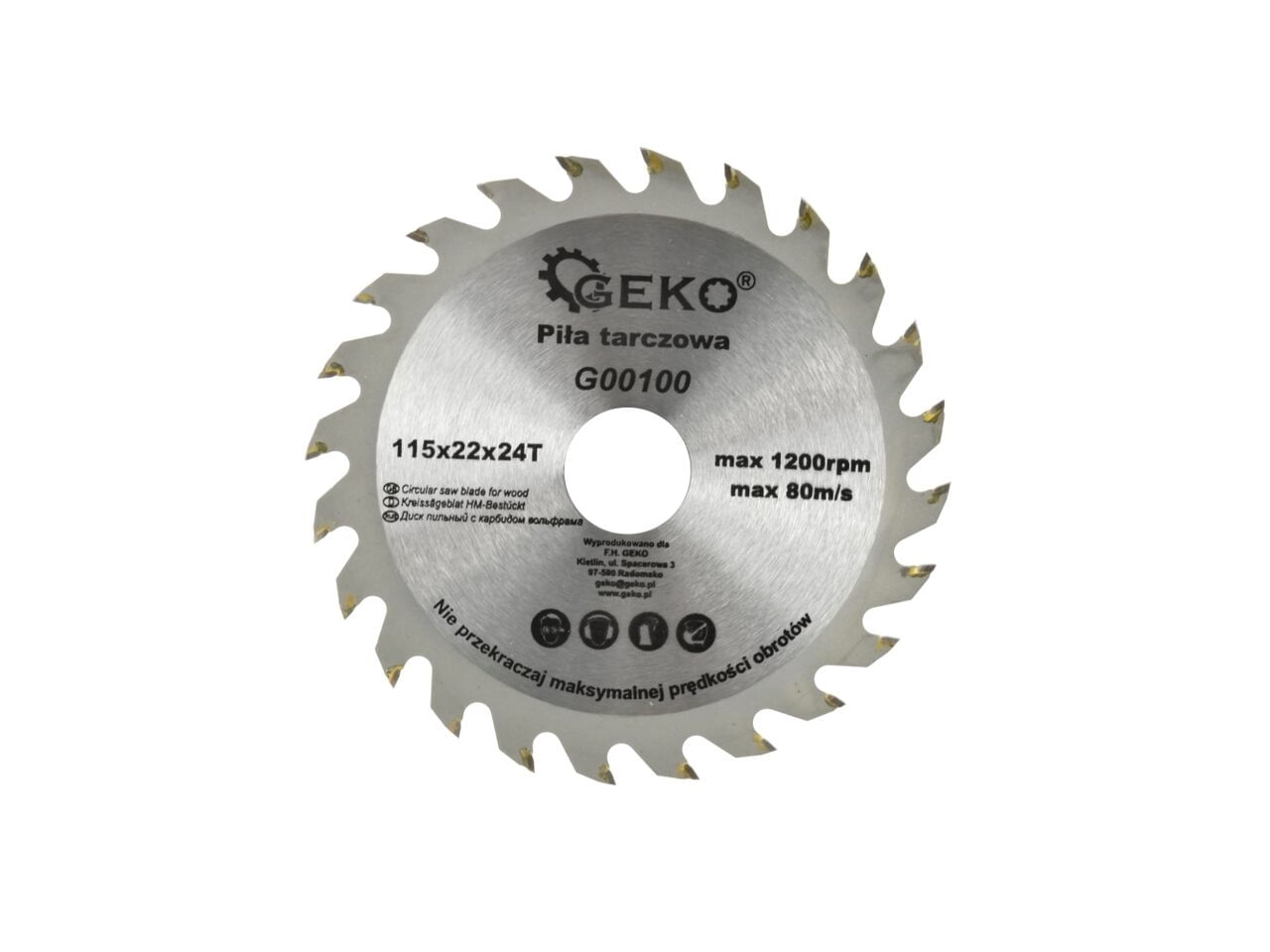 Disc circular pentru lemn 115x22x24T, Geko G00100